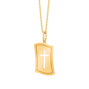 Krzyżyk złoty wycięty w blaszce