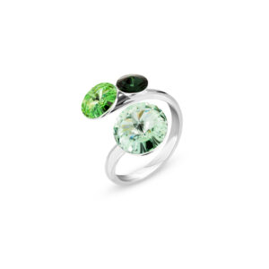 Pierścionek srebrny z zielonymi kryształami
