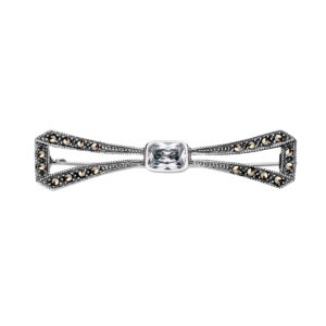 Broszka srebrna z cyrkonią i markazytami