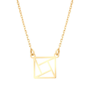 Naszyjnik pozłacany kwadrat origami