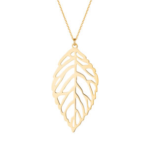 Naszyjnik pozłacany z ażurowym liściem