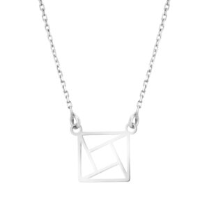 Naszyjnik srebrny kwadrat origami