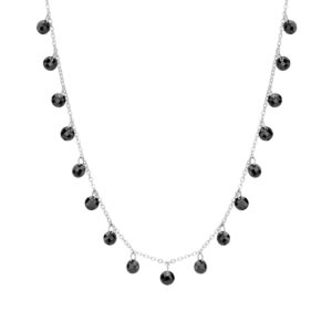 Naszyjnik srebrny z czarnymi koralikami
