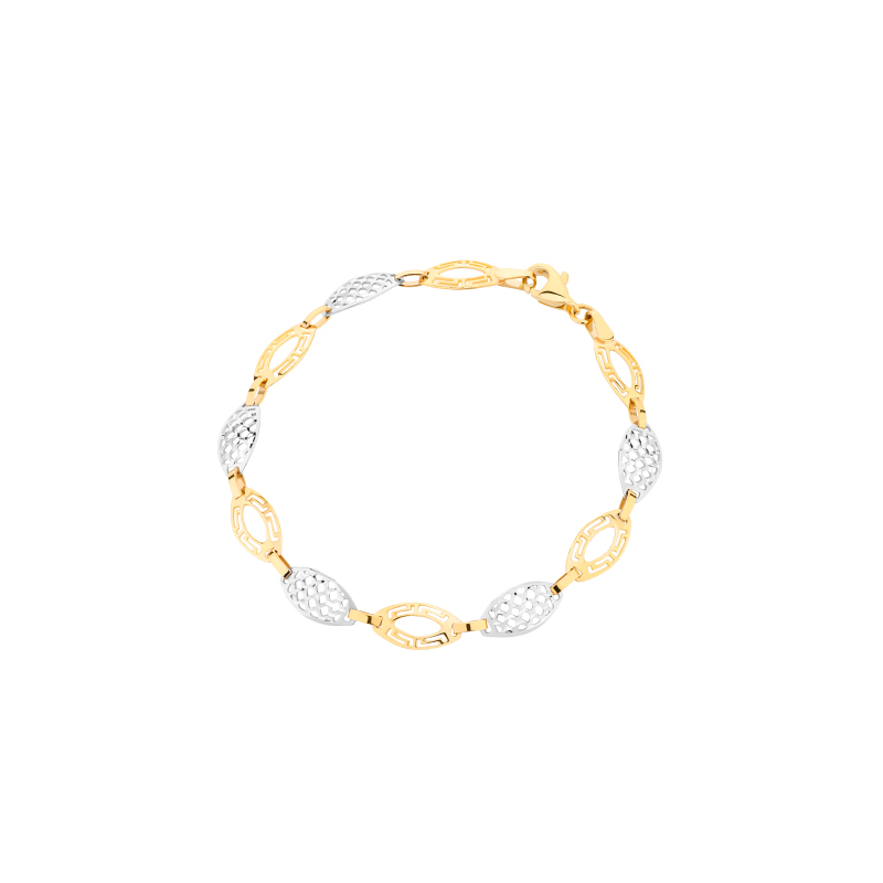Bransoletka ażurowa z białego i żółtego złota Bransoletka ażurowa z białego i żółtego złota