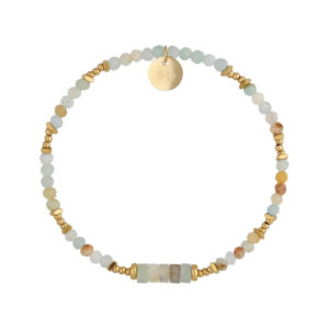 Bransoletka elastyczna z amazonitami i mosiądzem