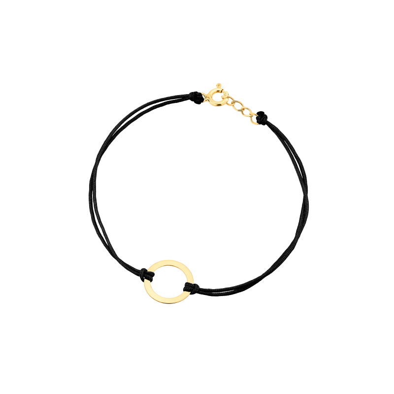 Bransoletka pozłacana czarny sznurek Bransoletka pozłacana czarny sznurek