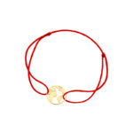 Bransoletka pozłacana czerwony sznurek globus