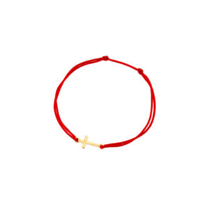 Bransoletka pozłacana czerwony sznurek