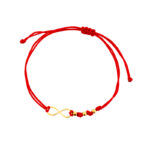 Bransoletka pozłacana czerwony sznurek