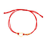 Bransoletka pozłacana czerwony sznurek