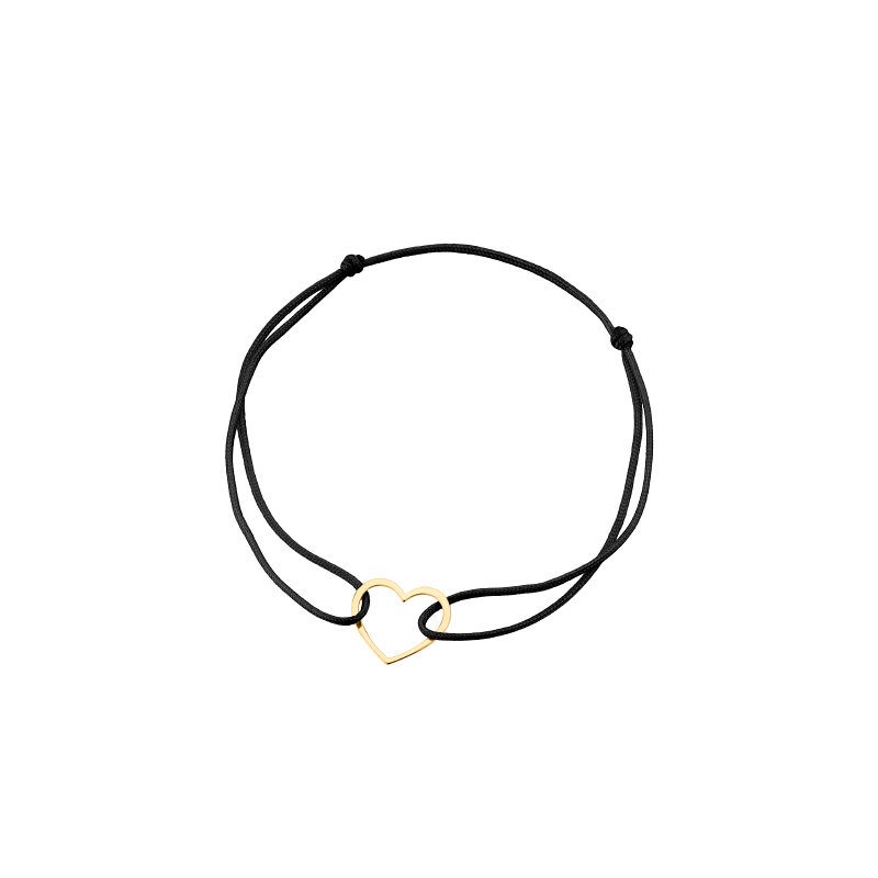 Bransoletka pozłacana na czarnym sznurku serce Bransoletka pozłacana na czarnym sznurku serce