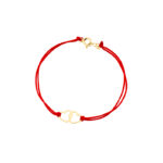 Bransoletka pozłacana na czerwonym sznurku serca