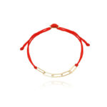 Bransoletka pozłacana ogniwa z czerwonym sznurkiem