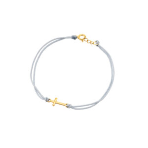 Bransoletka pozłacana szary sznurek