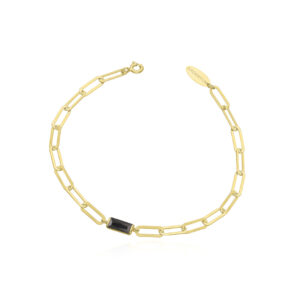 Bransoletka pozłacana z czarną cyrkonią