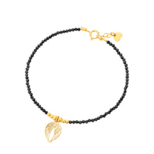 Bransoletka pozłacana z czarnych spineli skrzydła