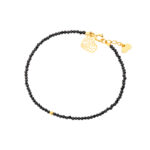 Bransoletka pozłacana z czarnych spineli z sercem