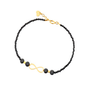 Bransoletka pozłacana z czarnych spineli