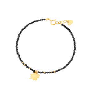 Bransoletka pozłacana z czarnych spineli