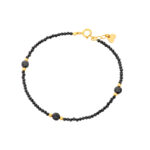 Bransoletka pozłacana z czarnych spineli