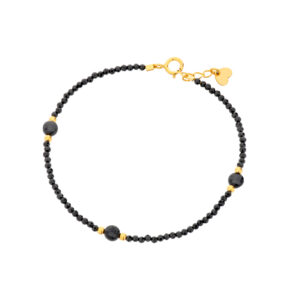 Bransoletka pozłacana z czarnych spineli