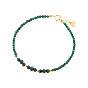 Bransoletka pozłacana z malachitów i spineli