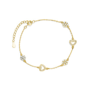 Bransoletka pozłacana z serduszkami