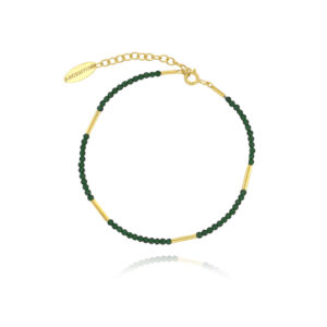 Bransoletka pozłacana z zielonym koralikiem