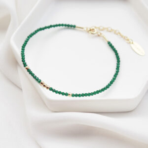 Bransoletka pozłacana z zielonym spinelem