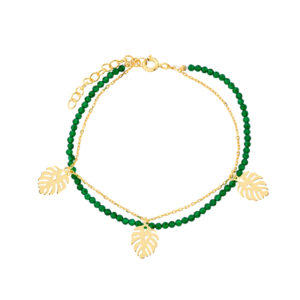 Bransoletka pozłacana z zielonymi spinelami