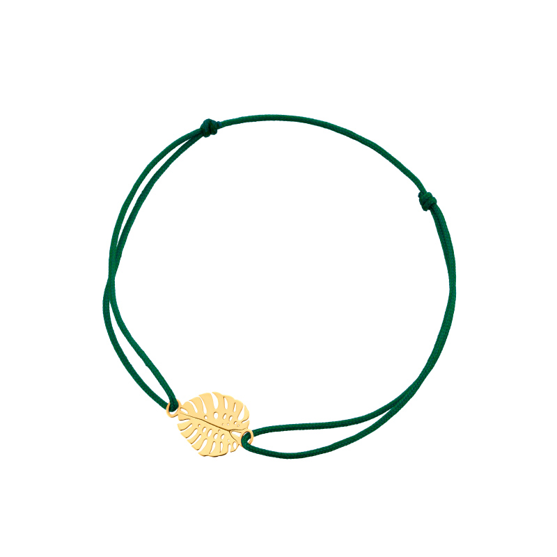 Bransoletka pozłacana zielony sznurek Bransoletka pozłacana zielony sznurek