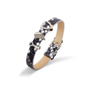 Bransoletka skórzana ze stali serce skrzydło klucz