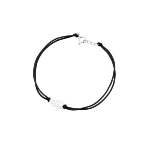 Bransoletka srebrna czarny sznurek