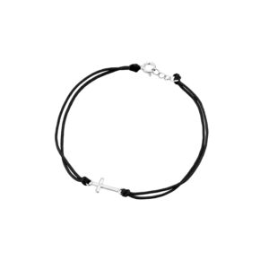 Bransoletka srebrna czarny sznurek