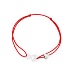 Bransoletka srebrna czerwony sznurek misiu i serce