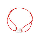 Bransoletka srebrna czerwony sznurek rower
