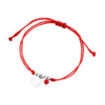 Bransoletka srebrna czerwony sznurek serce