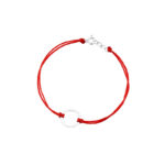 Bransoletka srebrna czerwony sznurek