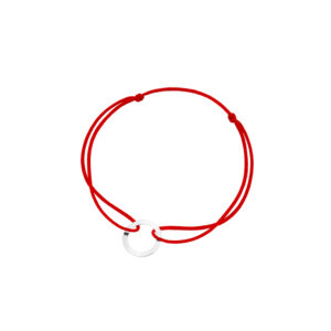 Bransoletka srebrna czerwony sznurek