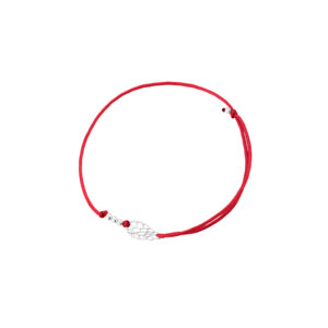 Bransoletka srebrna czerwony sznurek