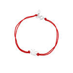 Bransoletka srebrna czerwony sznurek