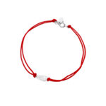 Bransoletka srebrna czerwony sznurek