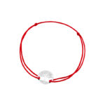 Bransoletka srebrna czerwony sznurek
