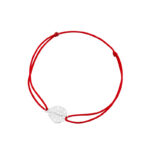 Bransoletka srebrna czerwony sznurek