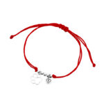 Bransoletka srebrna czerwony sznurek