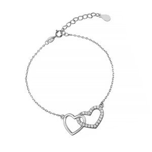 Bransoletka srebrna dwa połączone serca