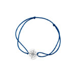 Bransoletka srebrna granatowy sznurek róża wiatrów