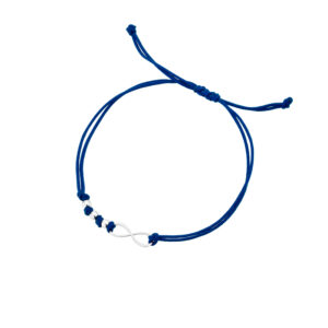 Bransoletka srebrna granatowy sznurek
