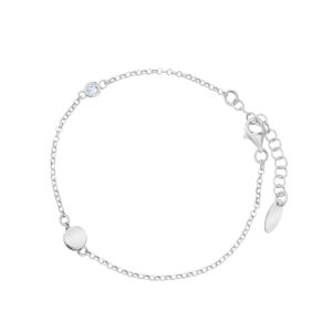 Bransoletka srebrna kółko z cyrkonią