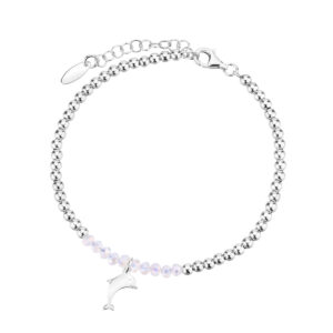 Bransoletka srebrna kulki z delfinem